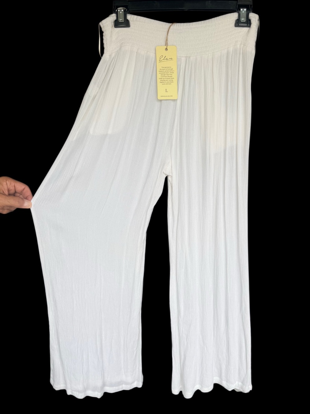 ELAN White Gauze Wide Leg Swim Pant